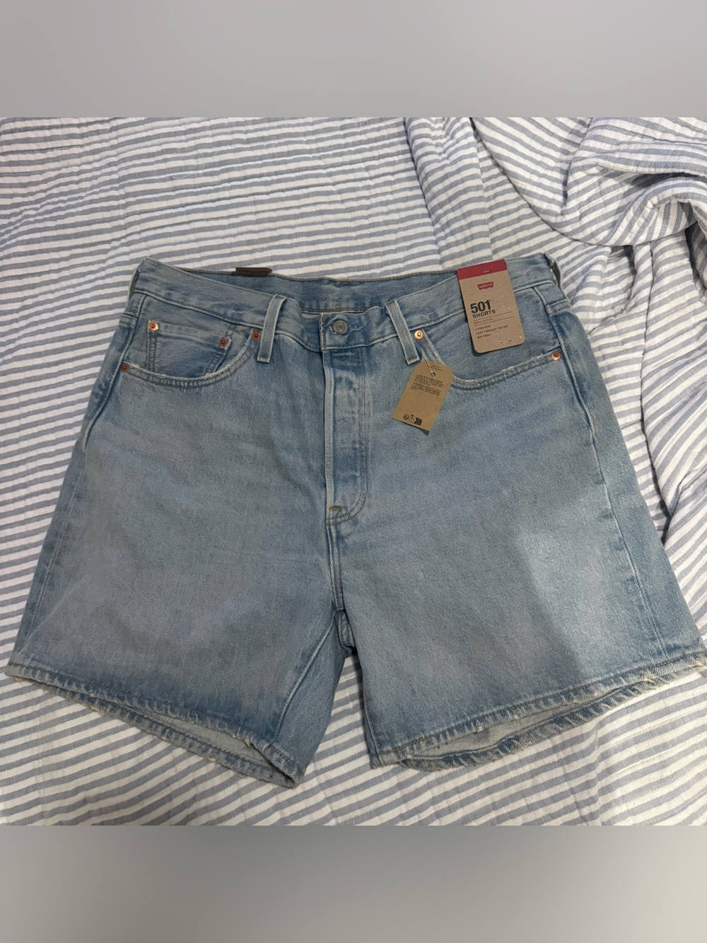 Levi's Light Blue High-Rise Denim Shorts